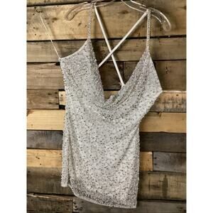 Retrofête Mich Pearl Embellished Rhinestone Mini Dress White Size Medium